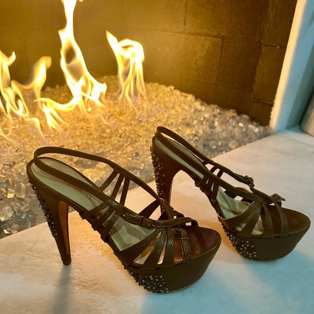L.A.M.B. Gwen Steffani 'Dale' Studded Strappy Heel Black 7.5.